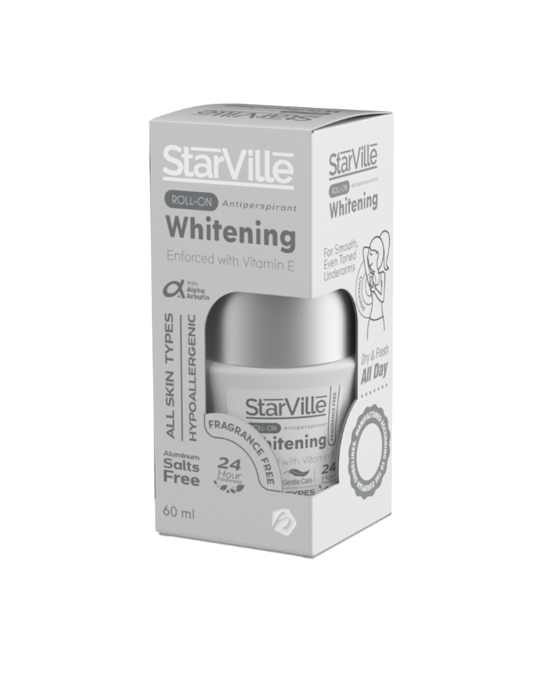 ستارفيل لتبييض البشرة رول أون، خالٍ من العطور، 60 مل
