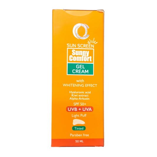 Tinted Sun Screen Sunny Comfort Gel Cream With Whitening Effect UVB+UVA  Light Puff 50 ML