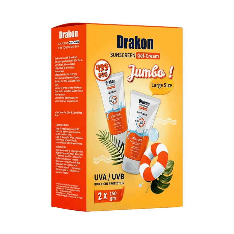 Drakon Sunscreen gel Dry Touch Jumbo SPF 50+ /150 ML X2 Promo pack